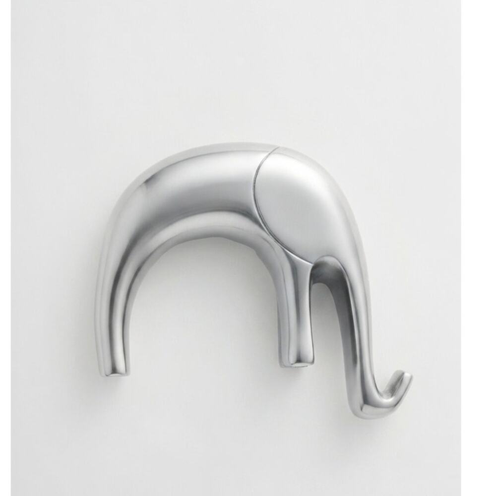 NEW West Elm Elephant Christmas Stocking Holder Silver Modern Minimalist Heavy